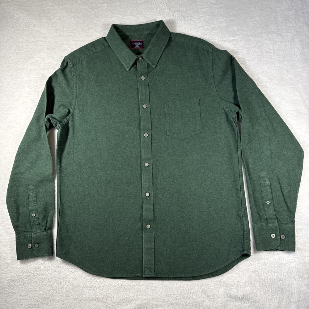 Untuckit Mens XL Green Flannel Long Sleeve Button Up Shirt Preppy Fall Casual